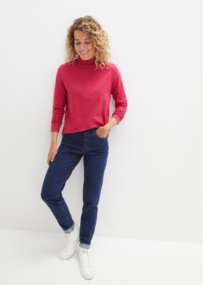 Essential Langarmshirt mit Stehkragen, seamless