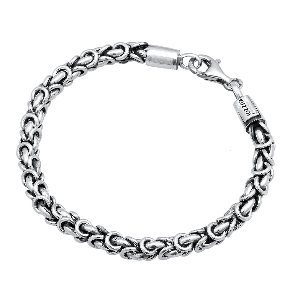 KUZZOI KUZZOI Bracelet Maillons hommes de base Massif en argent sterling 925 Bracelet