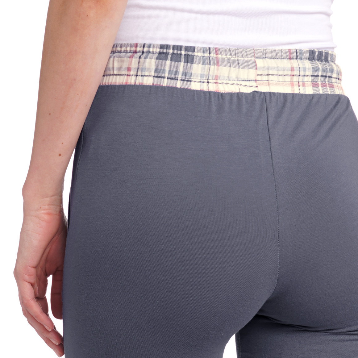 Damen Schlafhose mit karierten Bündchen