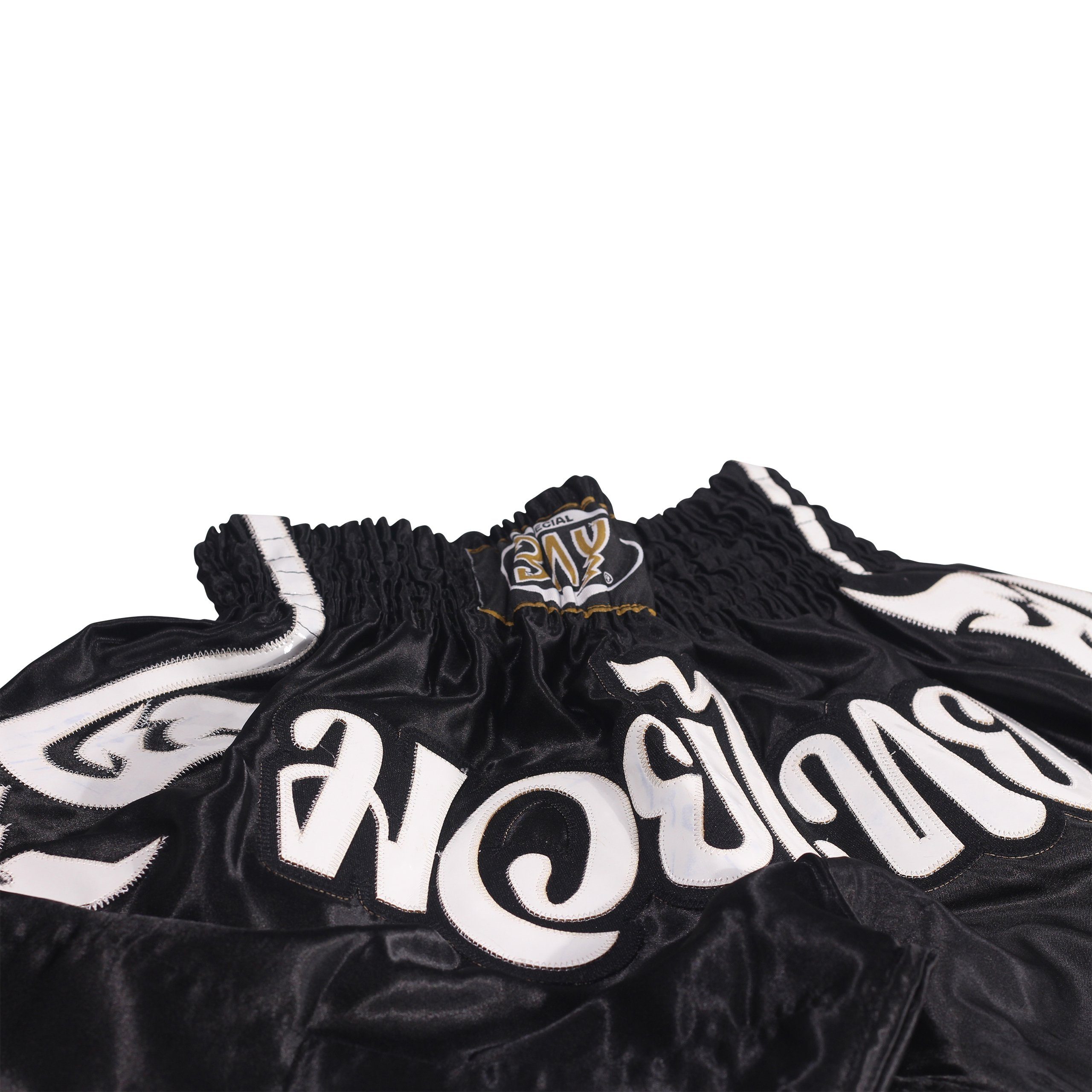 BAY-Sports Sporthose Muay Thai Kick Hose Shorts Thaiboxhose Thaiboxen MMA kurz Kickboxen (aufwendig verarbeitet, traditionell) Laser Cut Style, edel im Look
