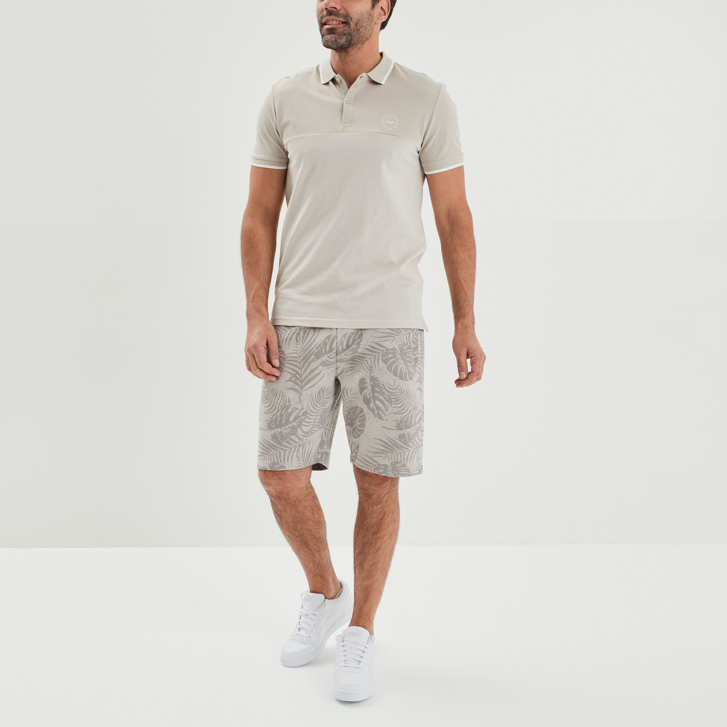 Jogging-Short droit à coulisse beige homme | La Halle