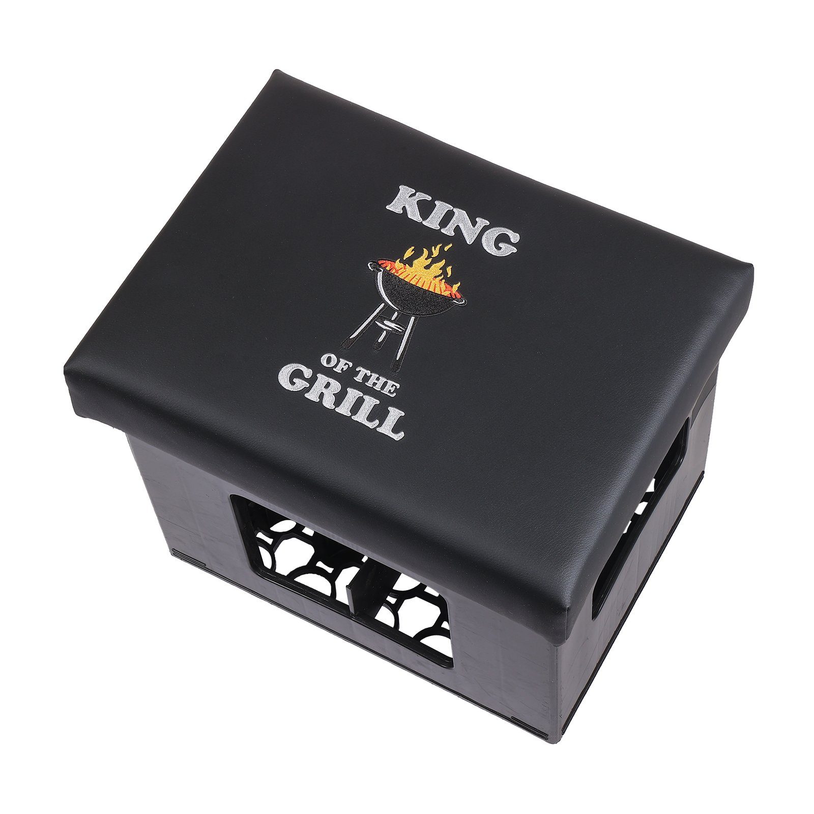 BierEx Sitzhocker Bierkisten Sitzkissen - King of the Grill schwarz (1 St)