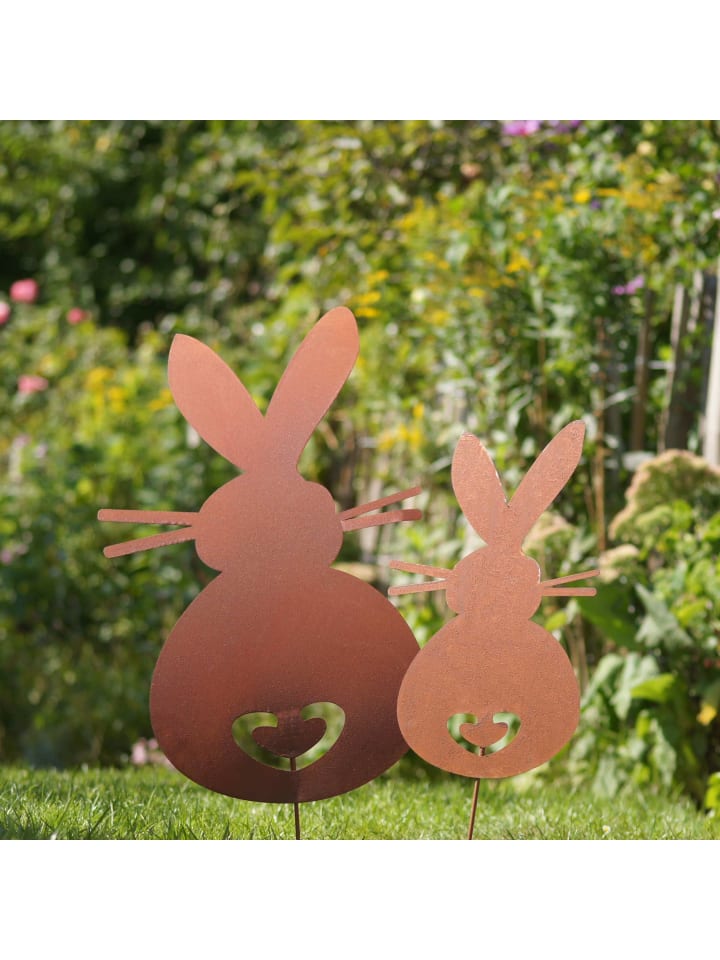 UNUS 2er Set Gartenstecker Rost Hasen in Braun günstig kaufen onesize