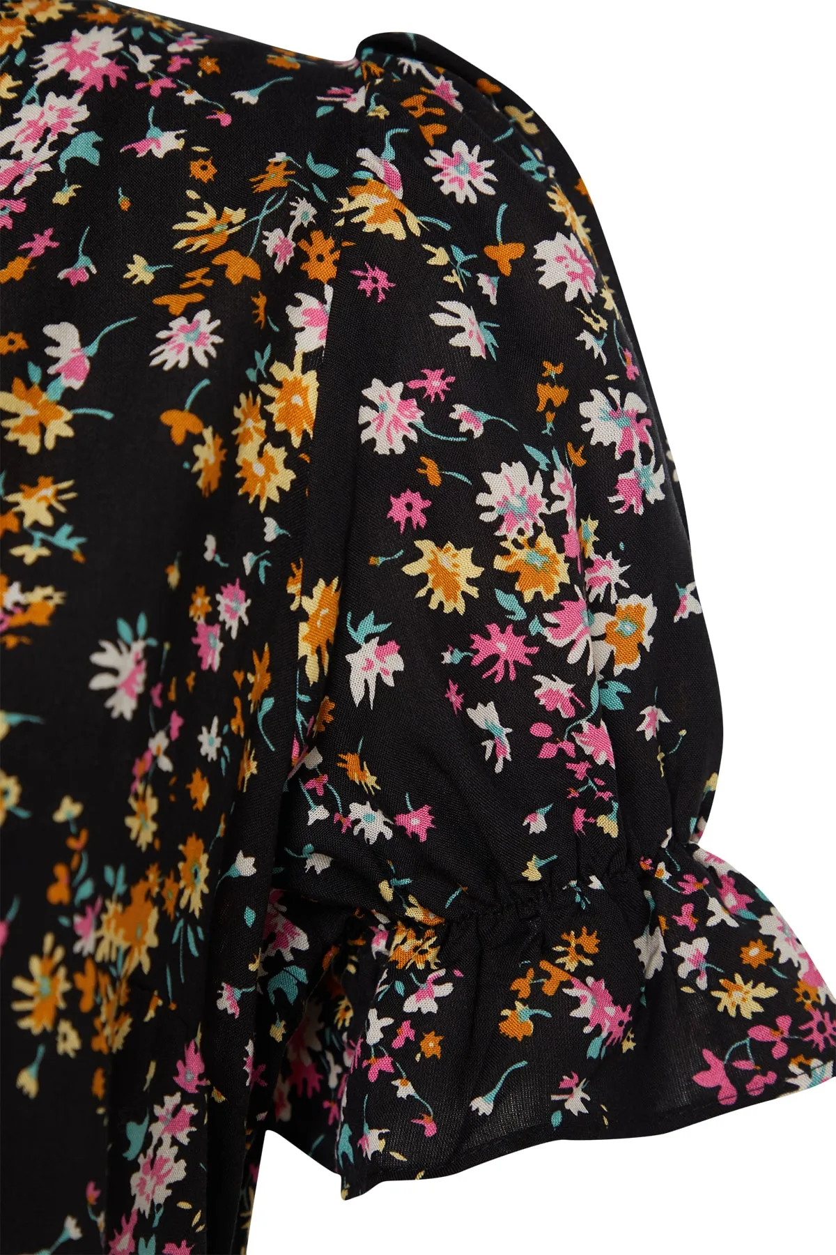 Trendyol Curve  Mehrfarbig gemustertes gewebtes Kleid mit V-Ausschnitt TBBSS22AH0078