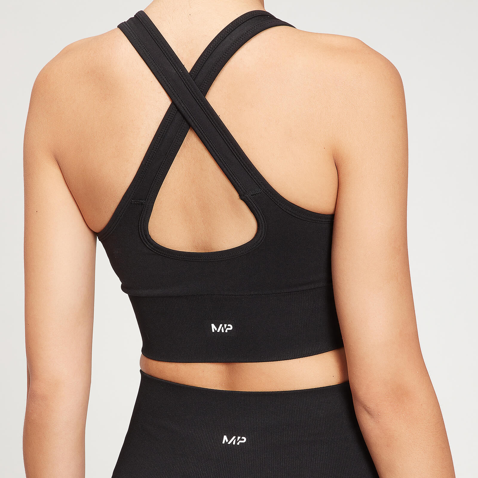 Brassière de sport à dos croisé sans coutures MP Shape Seamless pour femmes – Noir