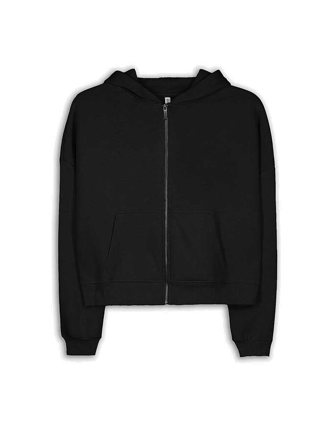 Cropped Sweatjacke - einfarbig