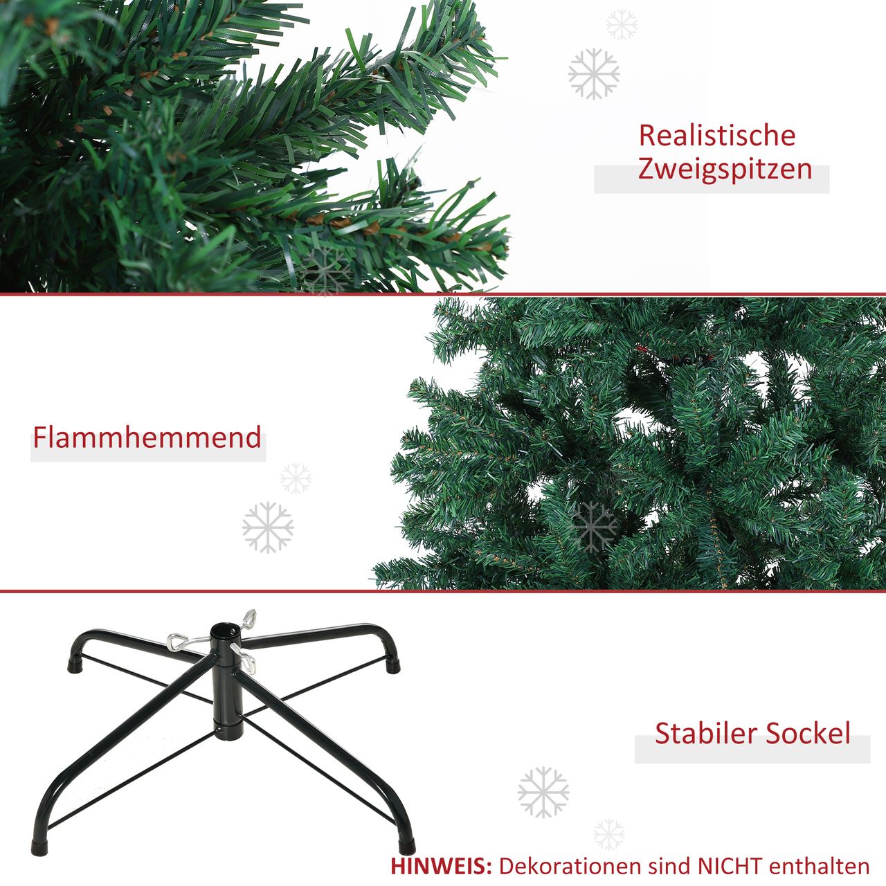 HOMCOM Weihnachtsbaum Tannenbaum Christbaum 1000 Äste Fichte PVC Grün Ø102 x H180 cm