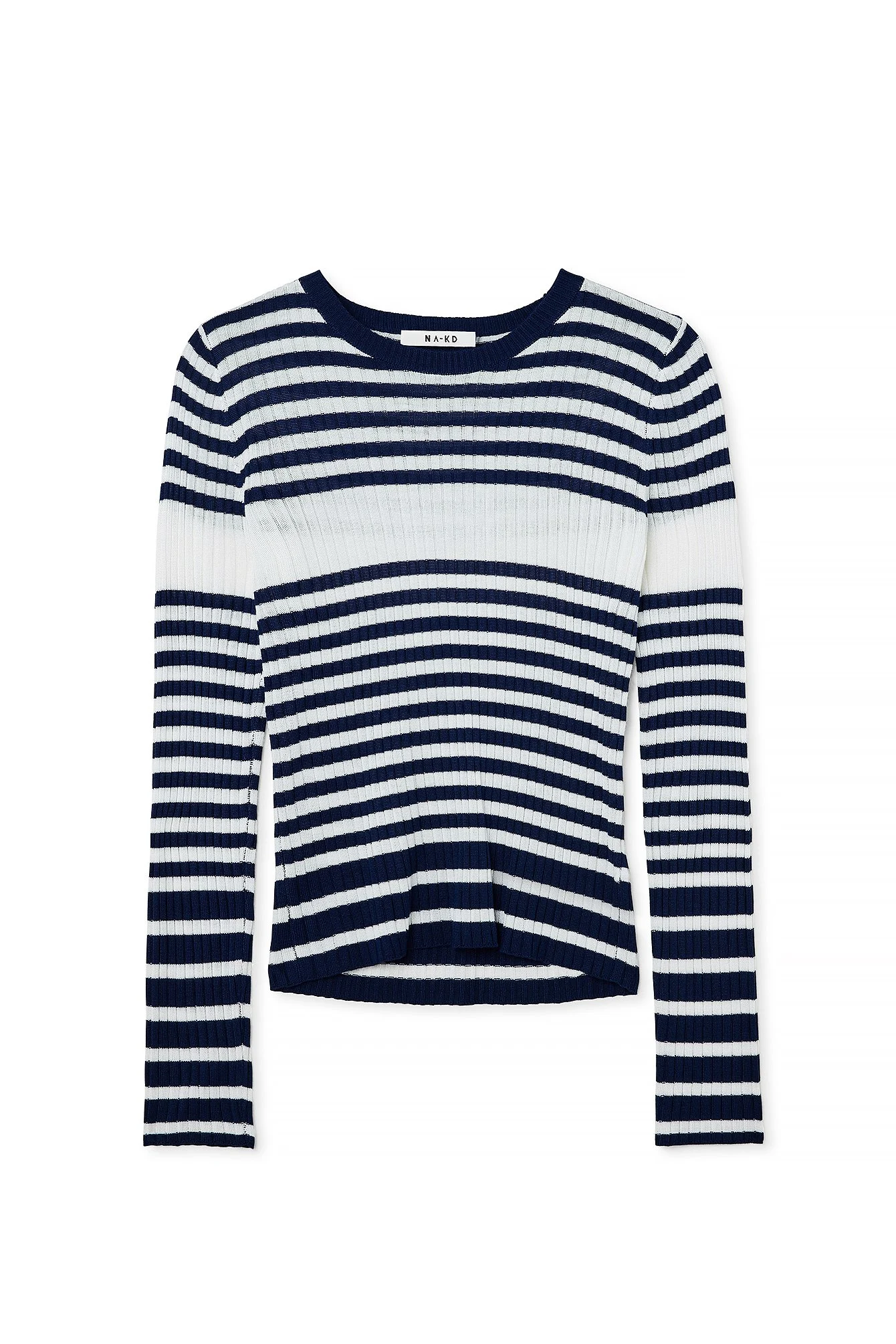 Fein gestrickter, gestreifter Pullover