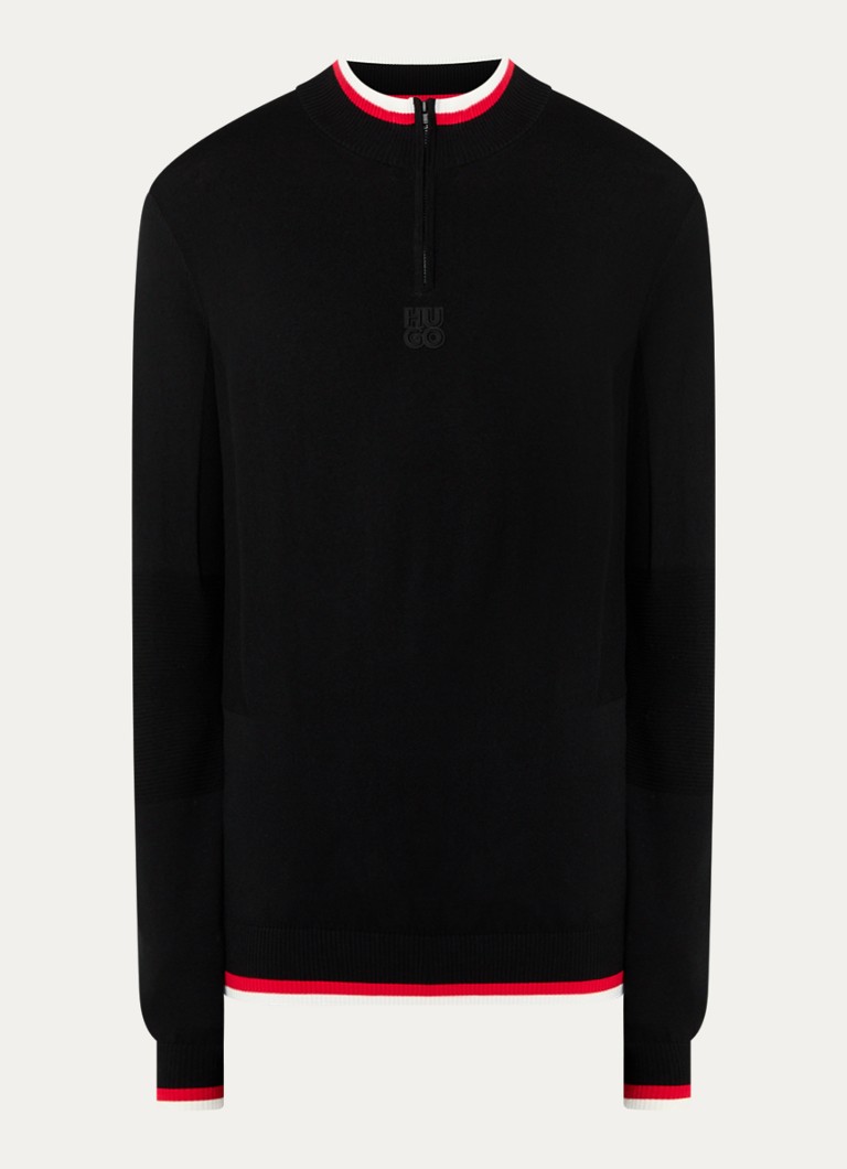 HUGO BOSS Selo fine-knit sweater with half zip and logo