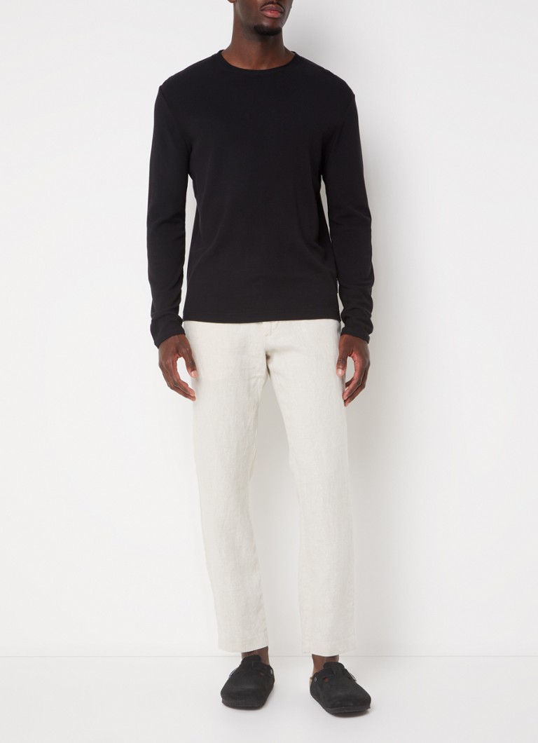 NN.07 Pantaloni Theo din in, drepți, cu buzunare laterale