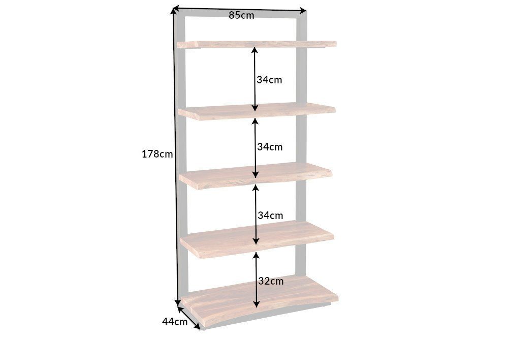 riess-ambiente Bücherregal MAMMUT 178cm natur / schwarz, 1-tlg., Wohnzimmer · Massivholz · Raumteiler · Baumkante