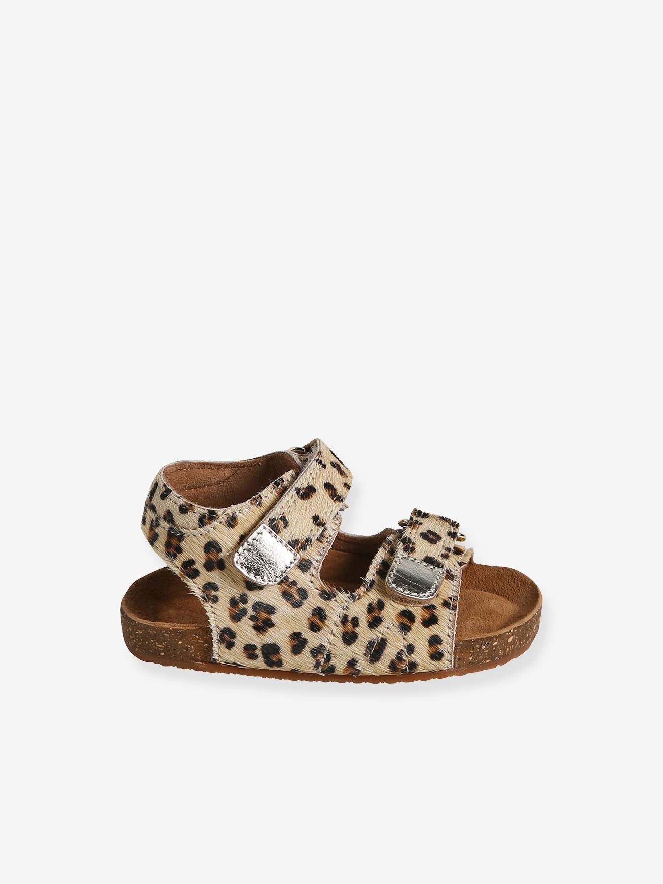 Vertbaudet Baby Sandalen mit Klettverschluss - beige bedruckt