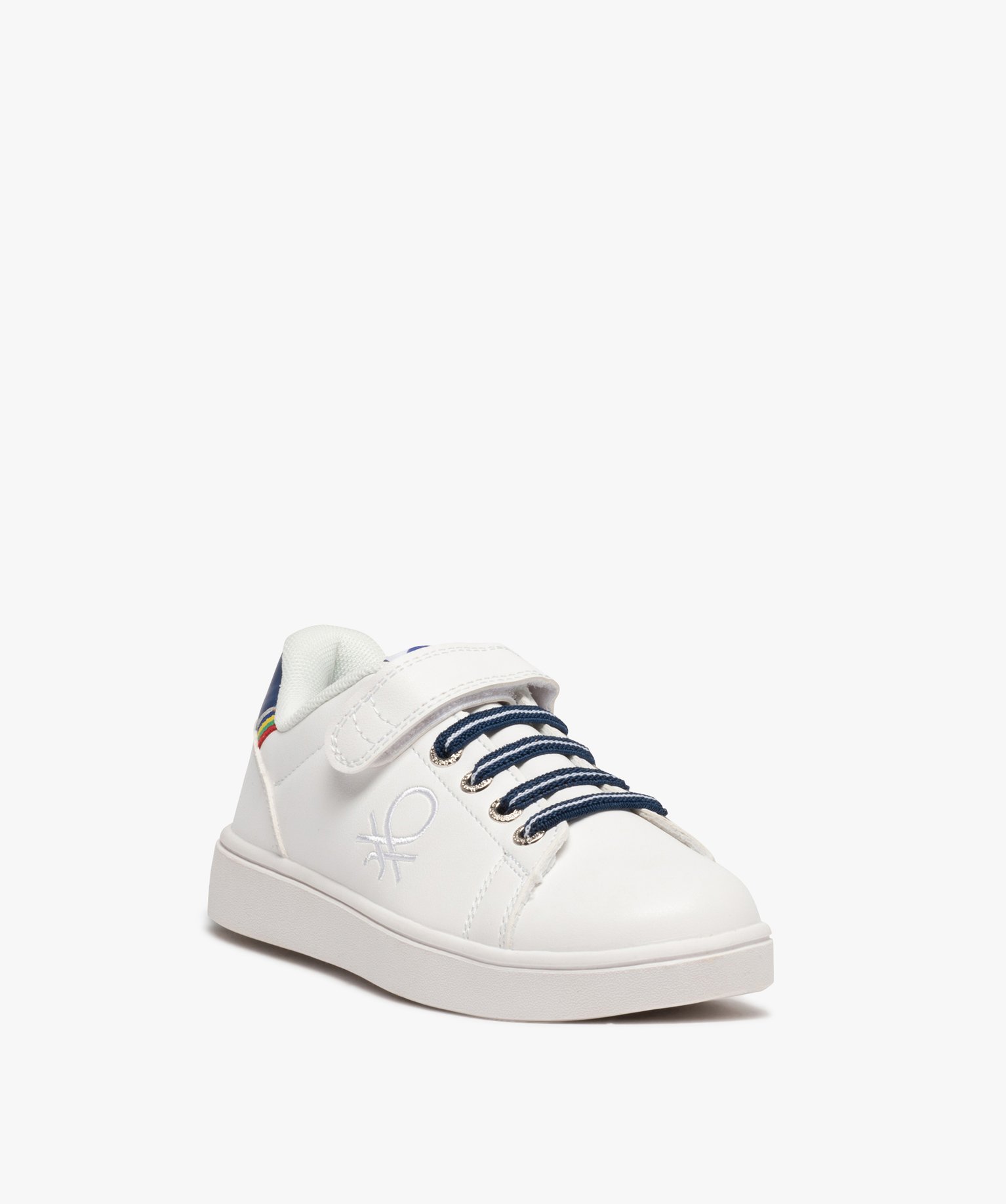 Baskets Garçon à lacets élastiques et scratch - Benetton blanc | GEMO