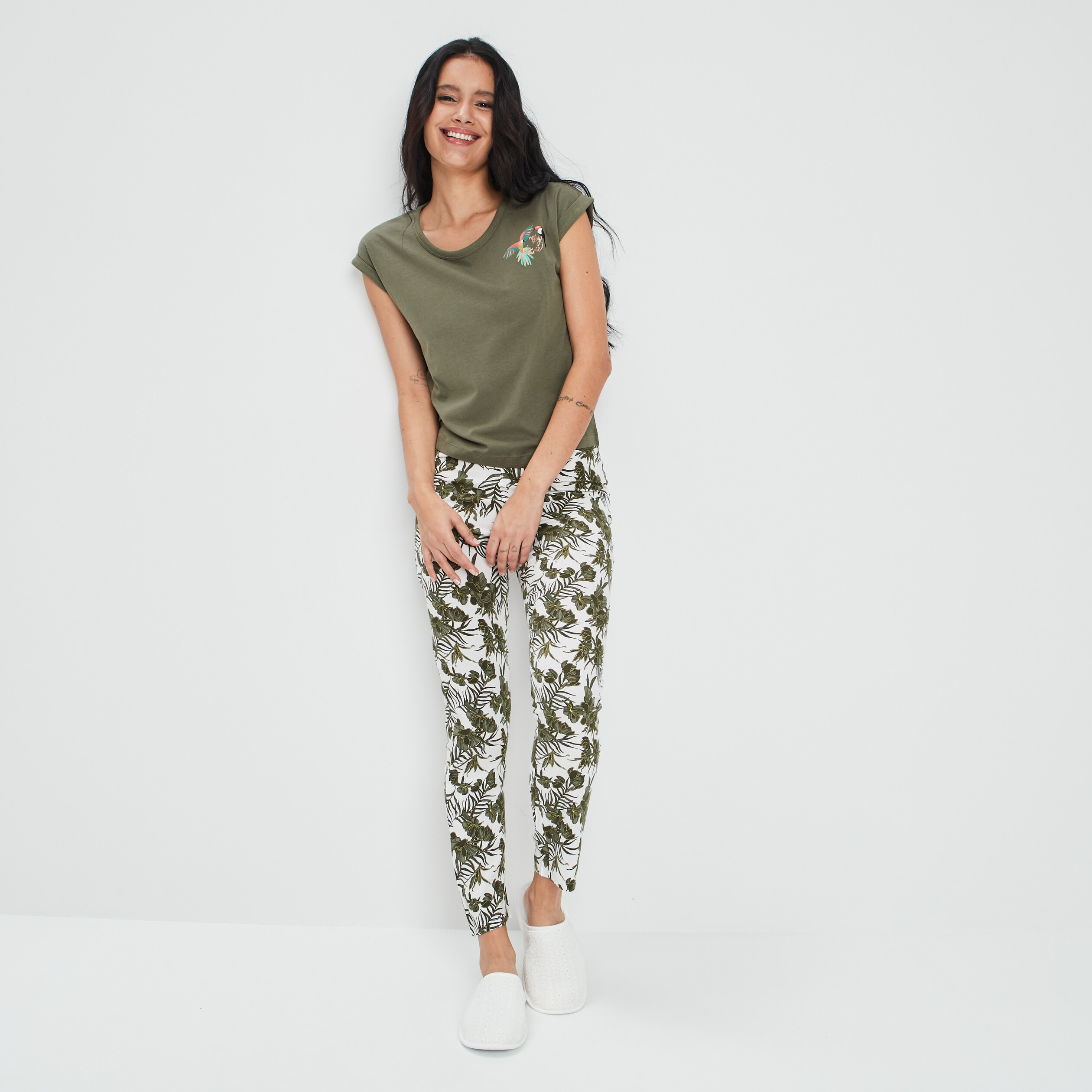 Ensemble pyjama 2 pièces fluide ecru femme | La Halle