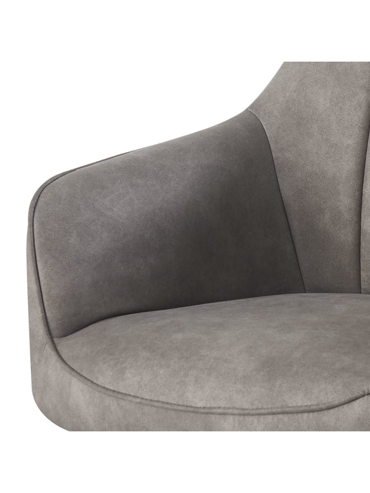 DUBI Möbel 2er-Set: Drehstuhl THOMAS-SANA in Wildleder-Grau - (B)57 x (H)85 x  (T)62 cm günstig kaufen onesize