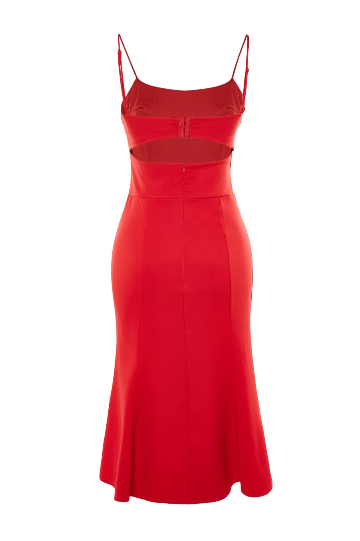 Trendyol Collection  Stilvolles Abendkleid im roten Korsett-Look mit Raffungsdetail TPRSS22EL2025