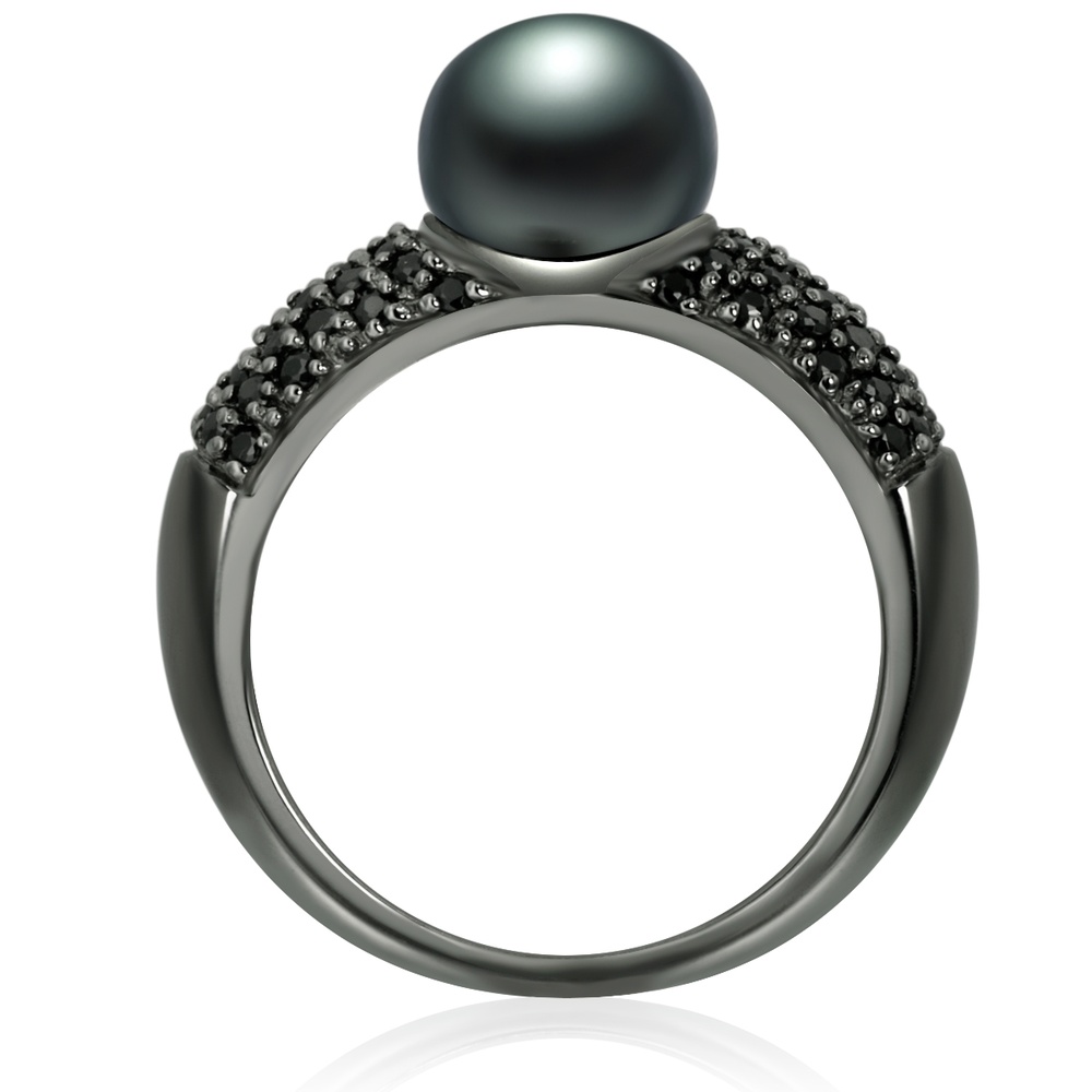 Valero Pearls Bague Argent sterling Oxyde de zirconium (CZ) Perle de culture d'eau douce en Noi Bague