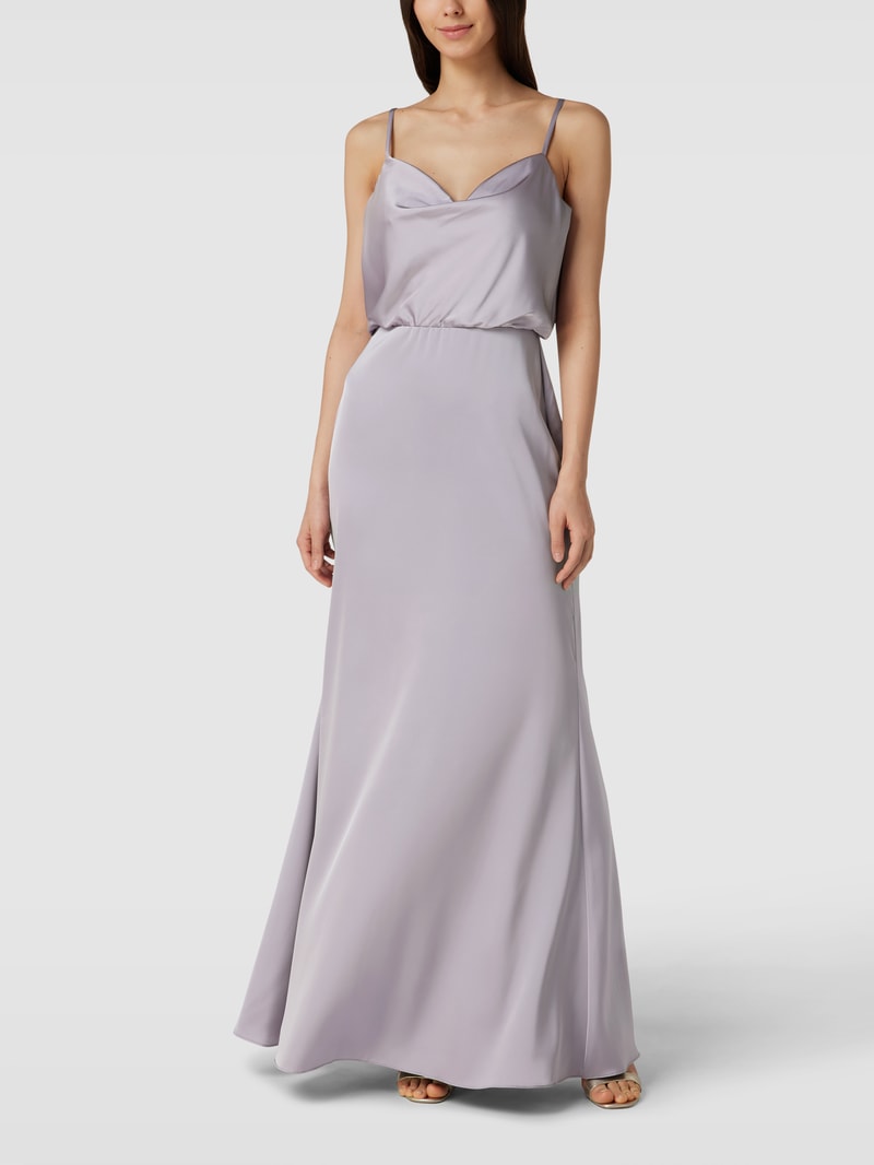 Abendkleid mit Wasserfall-Ausschnitt in flieder
