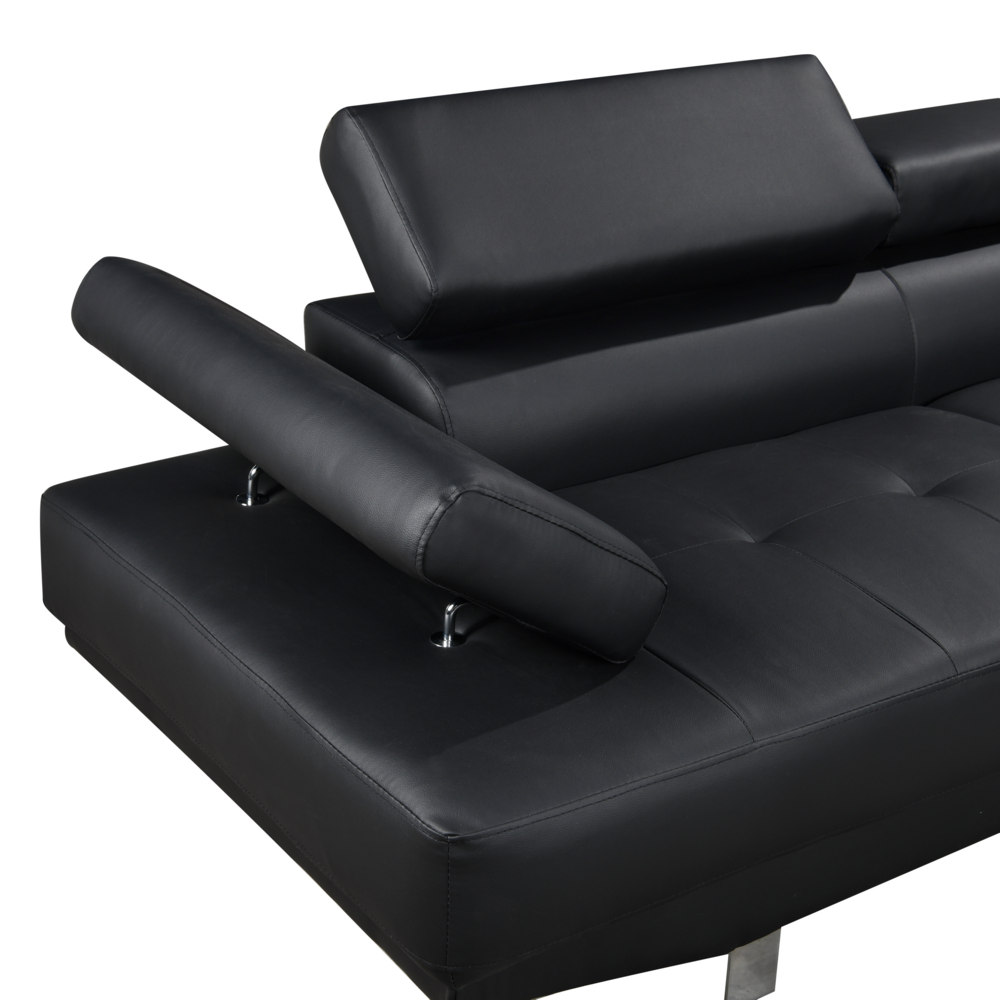Happy Home Happy Home Ecksofa mit verstellbare Kopf- und Arm-Funktionen HSP108-SCH schwarz Lederoptik