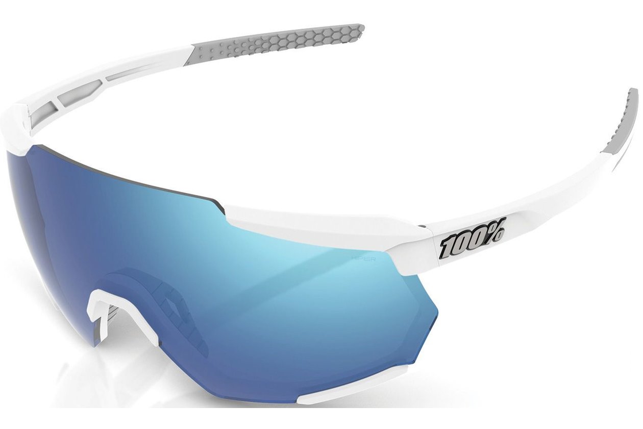 100 Percent Racetrap Matte White / Hiper Multilayer Mirror Lens