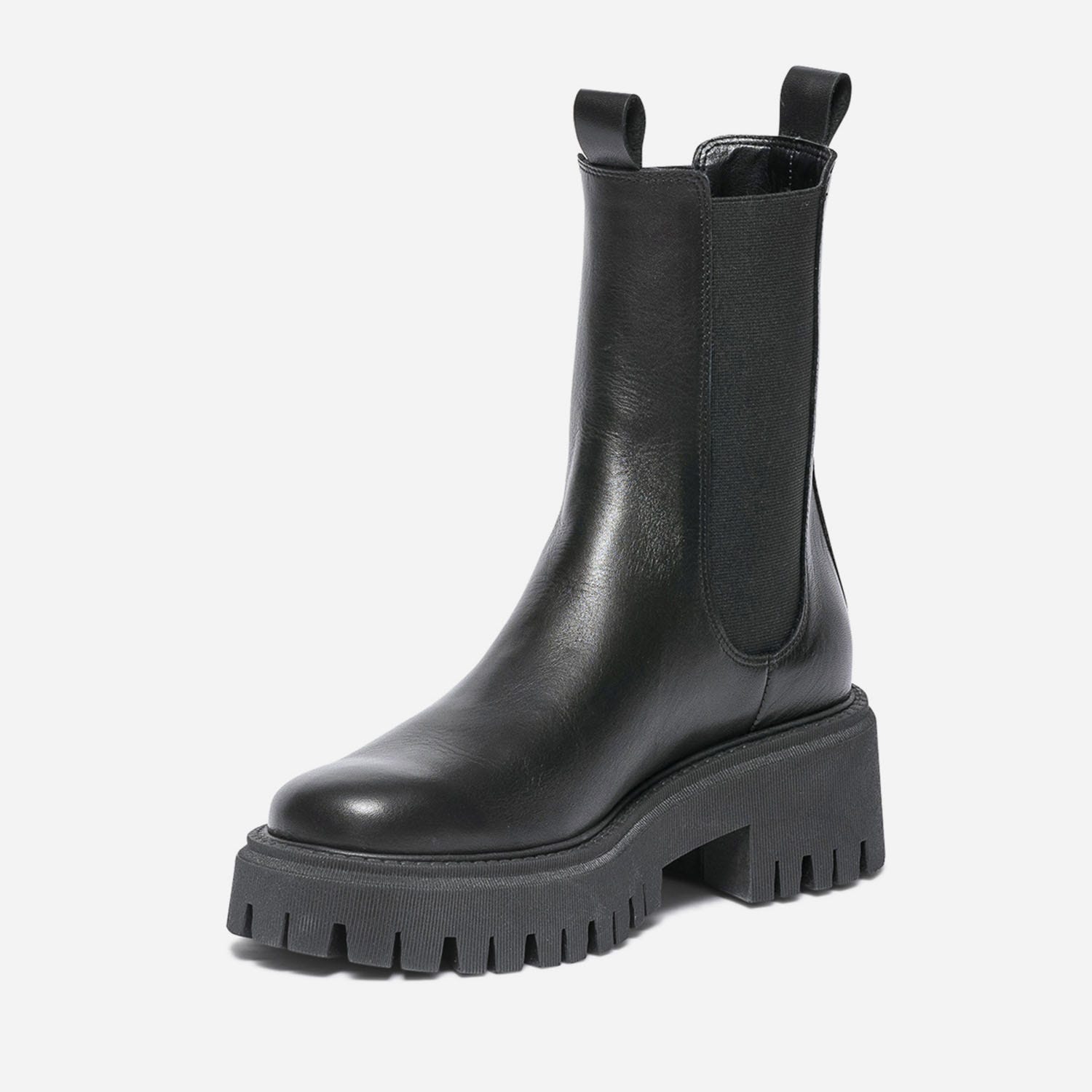 Chelsea boots TEXTO noir en cuir à semelle crantée