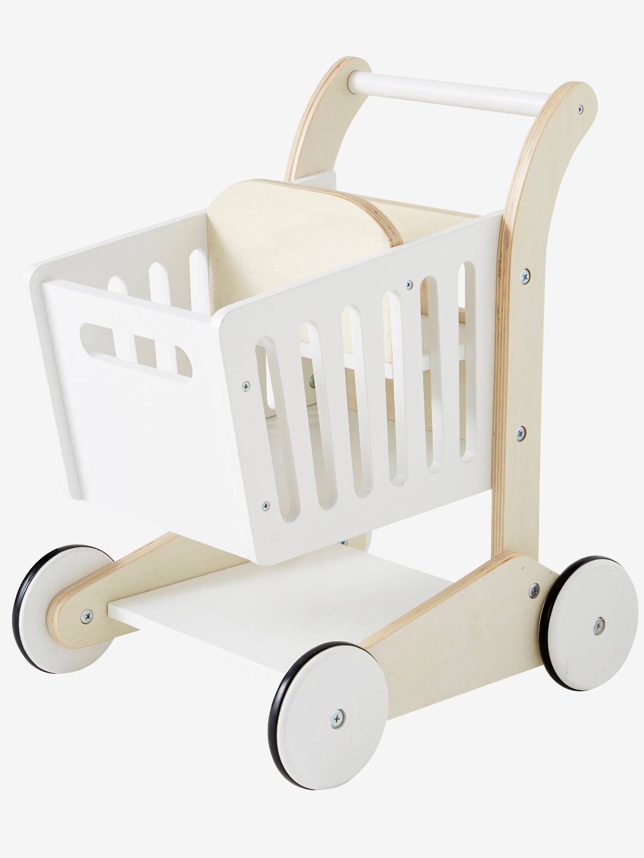 Grand chariot de course porte-poupée en bois FSC® blanc