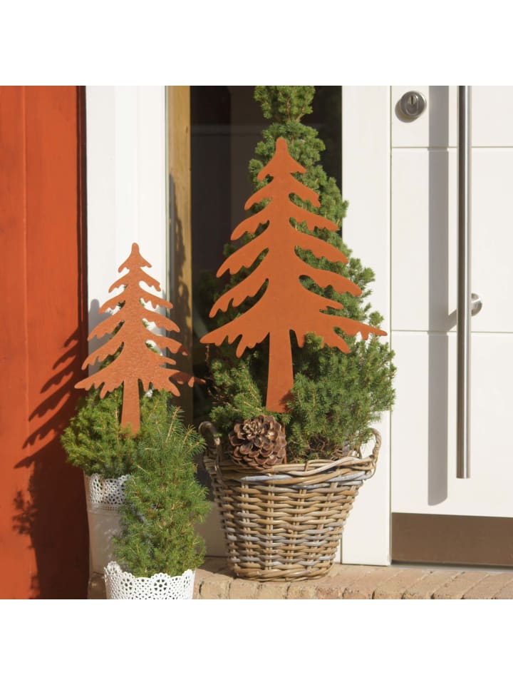 UNUS 2er Set Gartenstecker Rost Tannenbaum in Braun günstig kaufen onesize