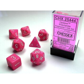 Opaque Polyhedral Pink/white 7-Würfel Set (Undurchsichtig)