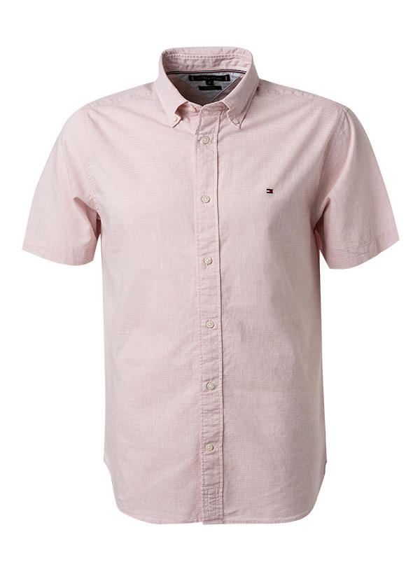 Tommy Hilfiger, Kurzarmhemd, Baumwolle-Leinen, rosa-weiß gestreift