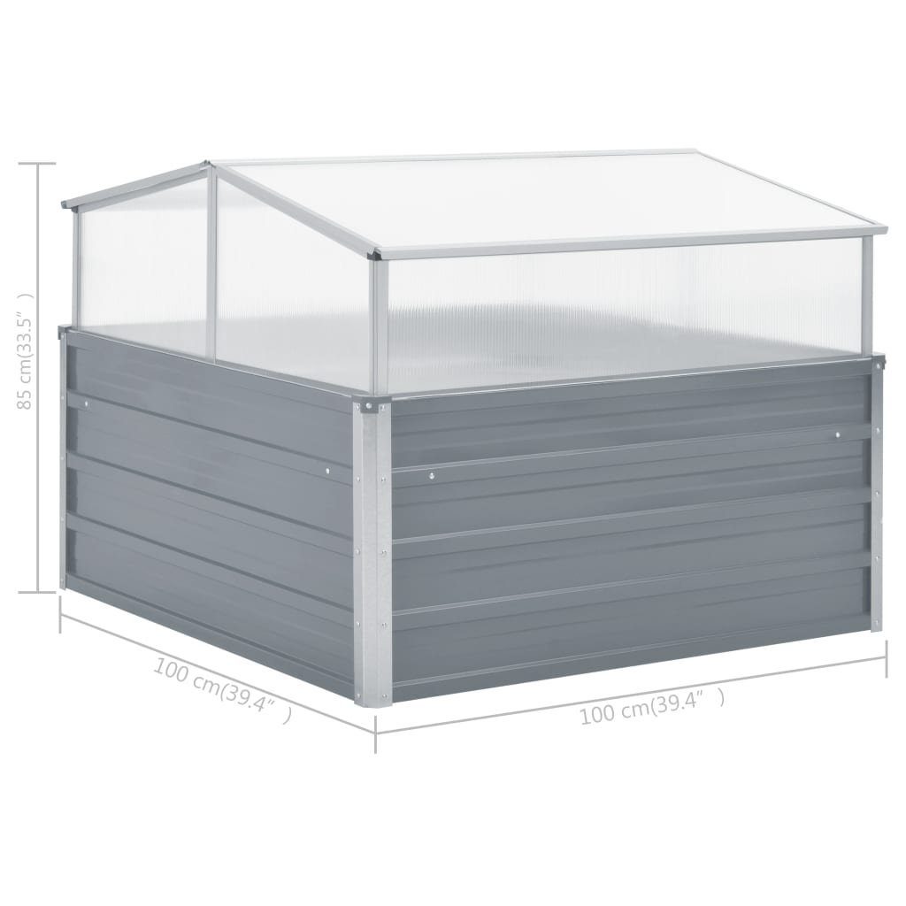 vidaXL Blumentopf Gewächshaus Grau Verzinkter Stahl 100×100×85 cm (1 St)