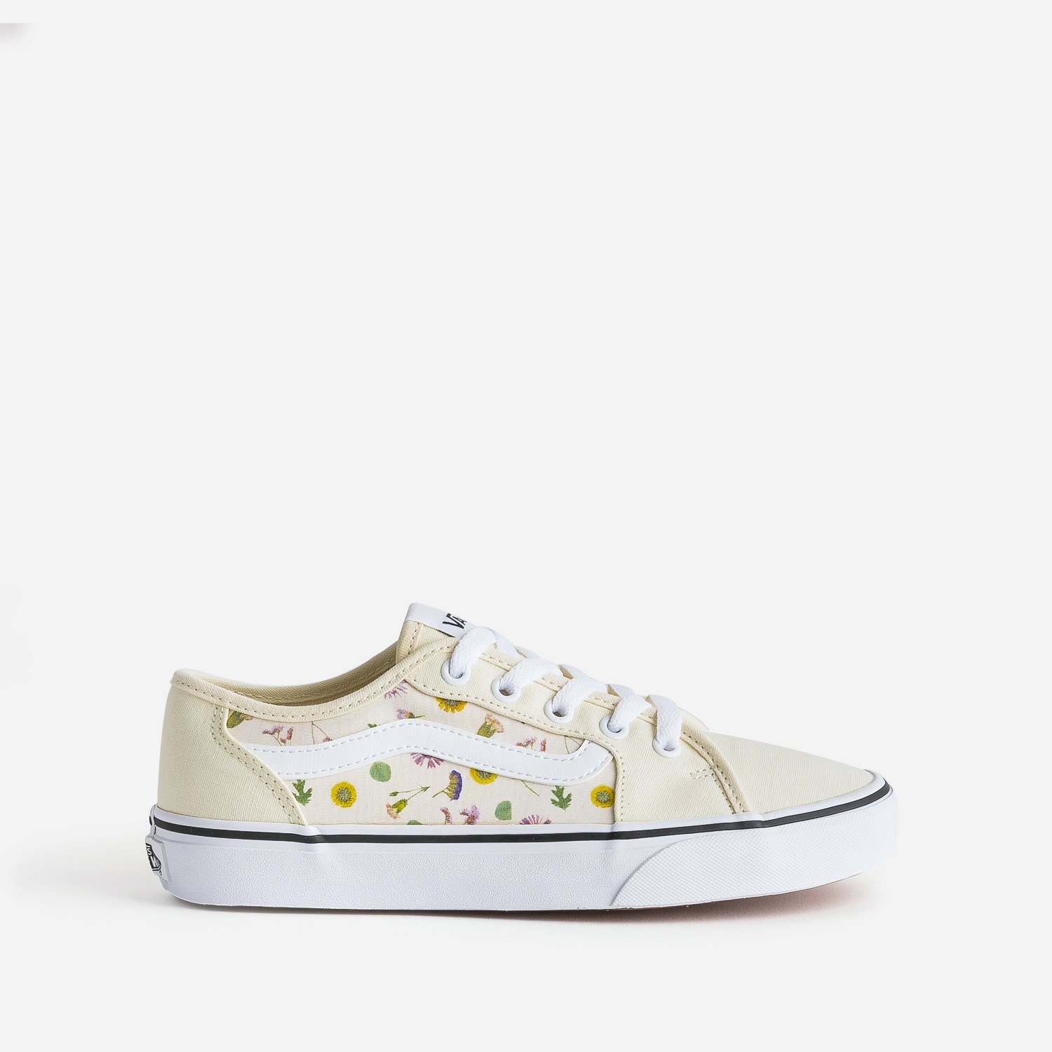 Tennis VANS jaune pâle en toile à empiècements fleuris