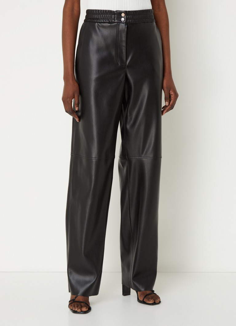 HUGO BOSS Halmara high waist straight fit faux leather trousers