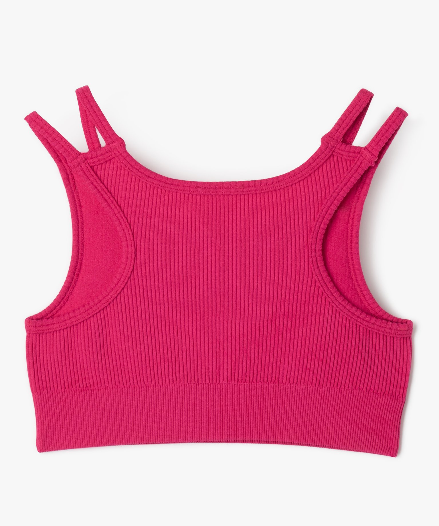 Débardeur de sport court en maille ctelée fille rose | GEMO