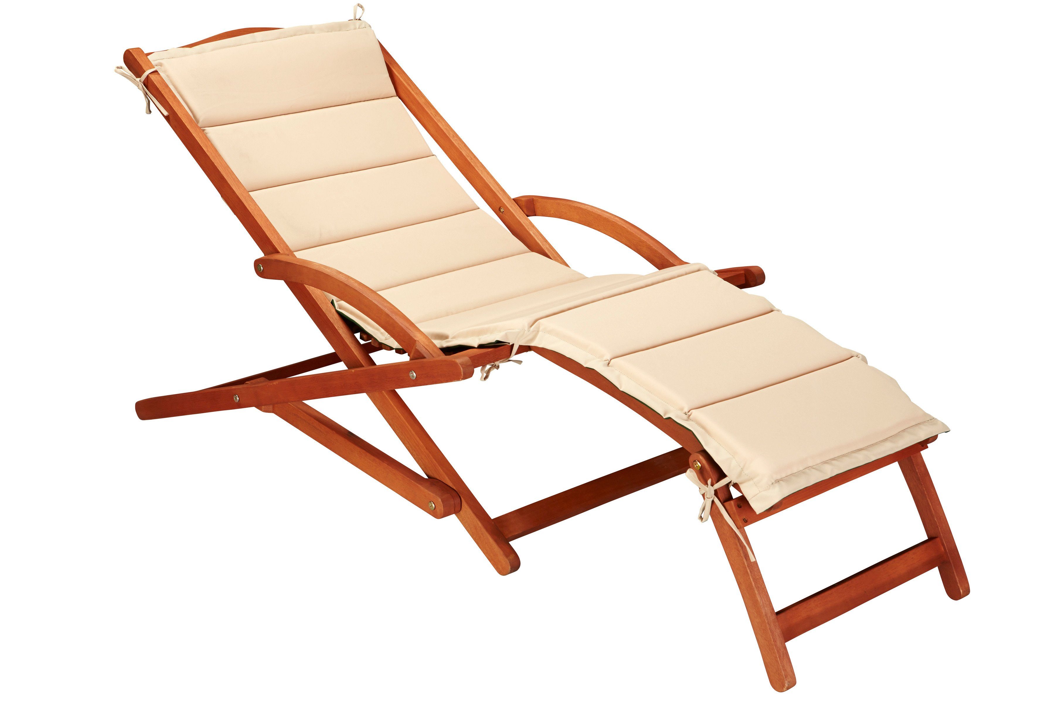 MERXX Gartenliege Copa Cabana, Set, 2er, Eukalyptus, braun, inkl. Auflage