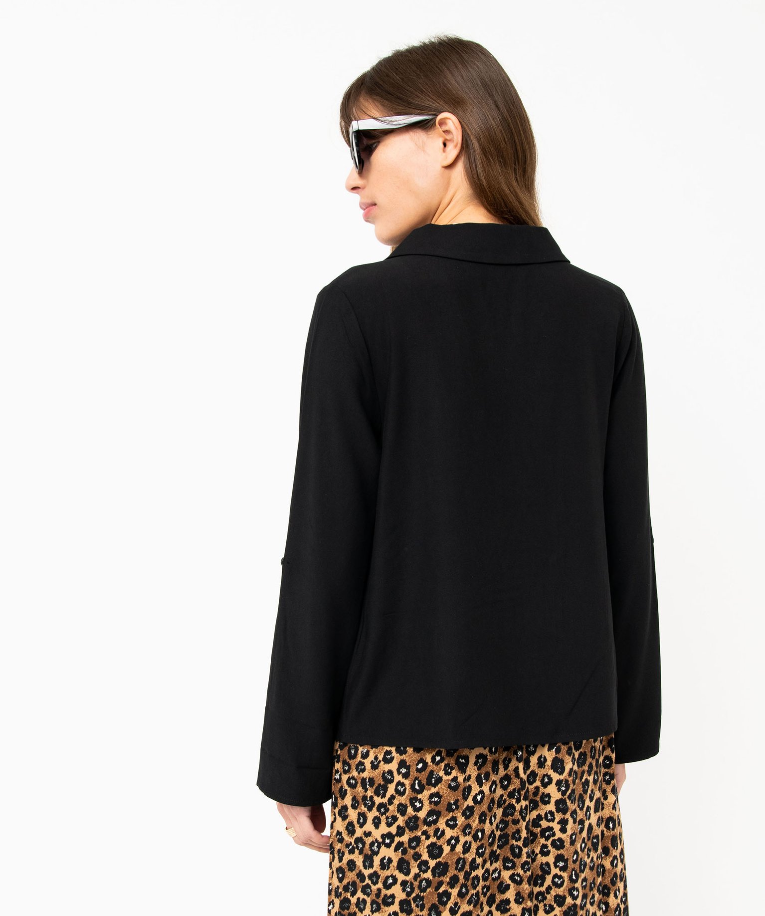 Chemise fluide à manches longues et double boutonnage femme noir | GEMO