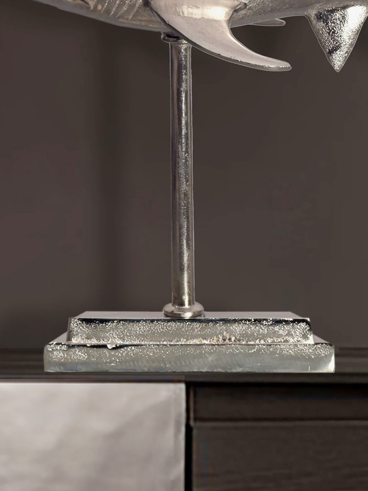 KADIMA DESIGN Dekofigur Hai Aluminium Silber Maritim 70 cm mit Sockel, Design in Silbern günstig kaufen onesize