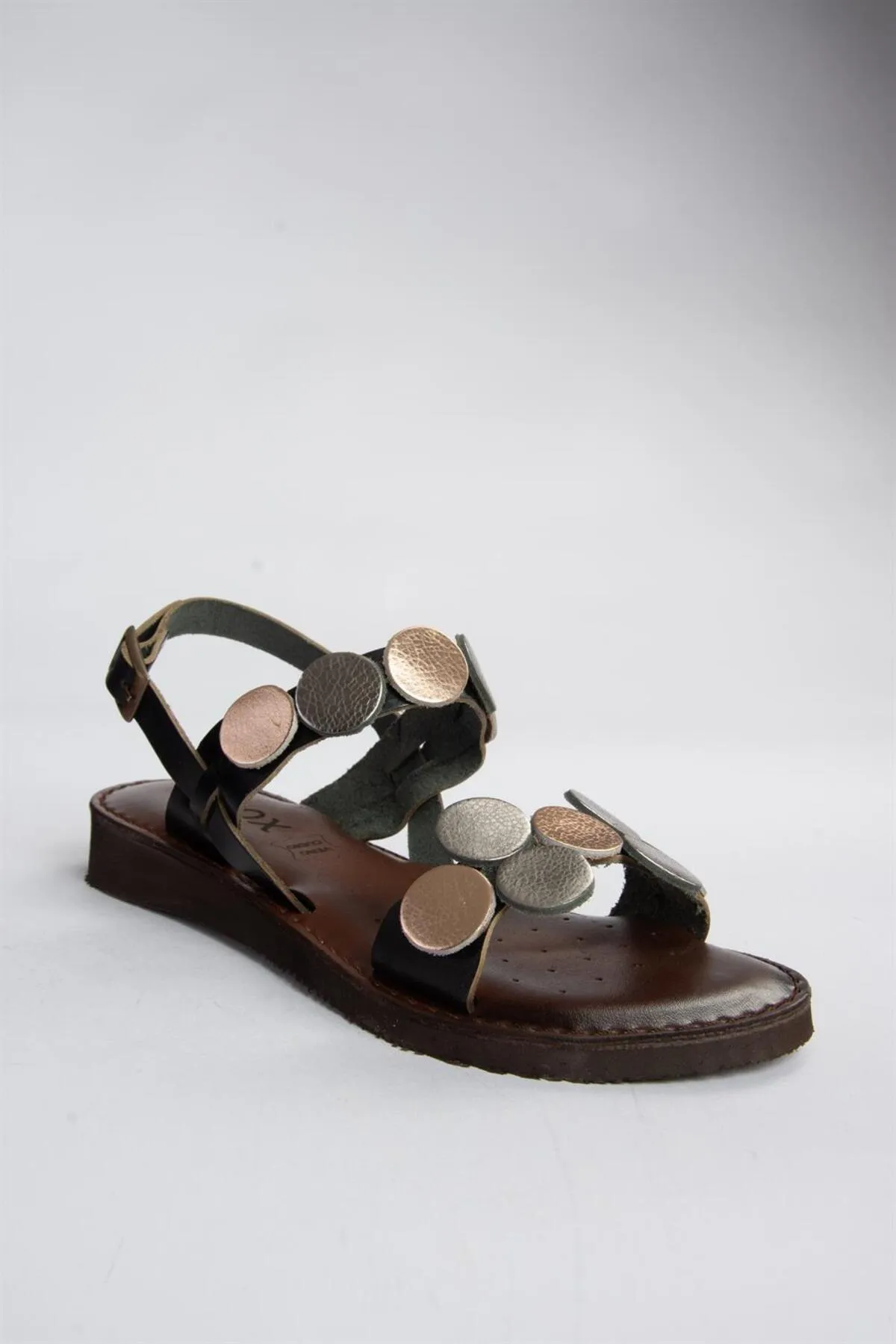 Fox Shoes  Schwarze Damensandalen aus echtem Leder K374680603