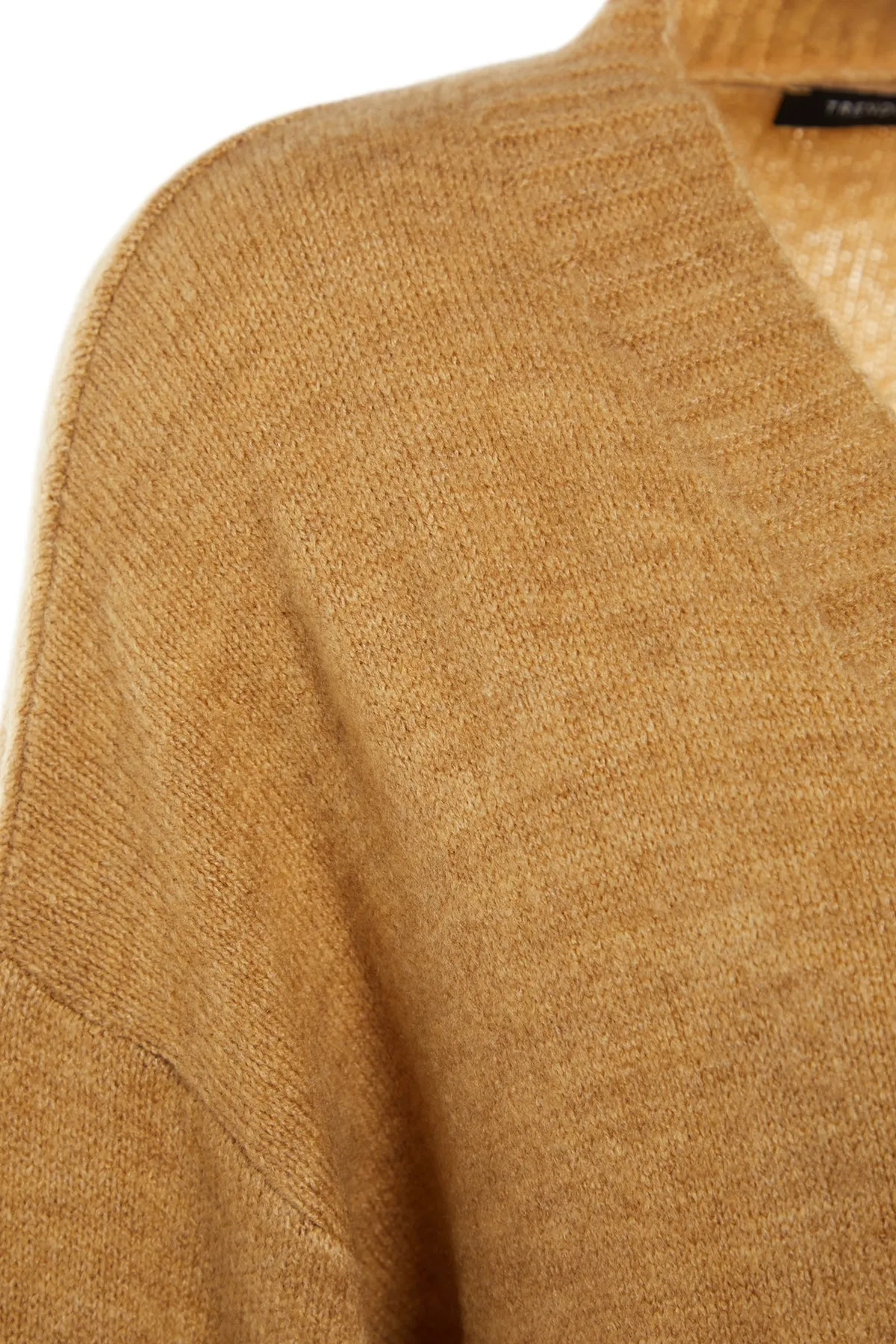 Trendyol Collection  Kamelfarbene, lange Strickjacke TWOAW21HI0225
