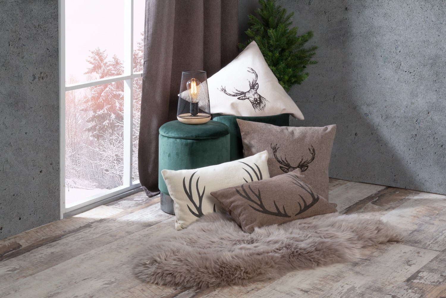 Fellteppich Schaffell, Grau, 90 x 55 cm, Home4You, fellförmig