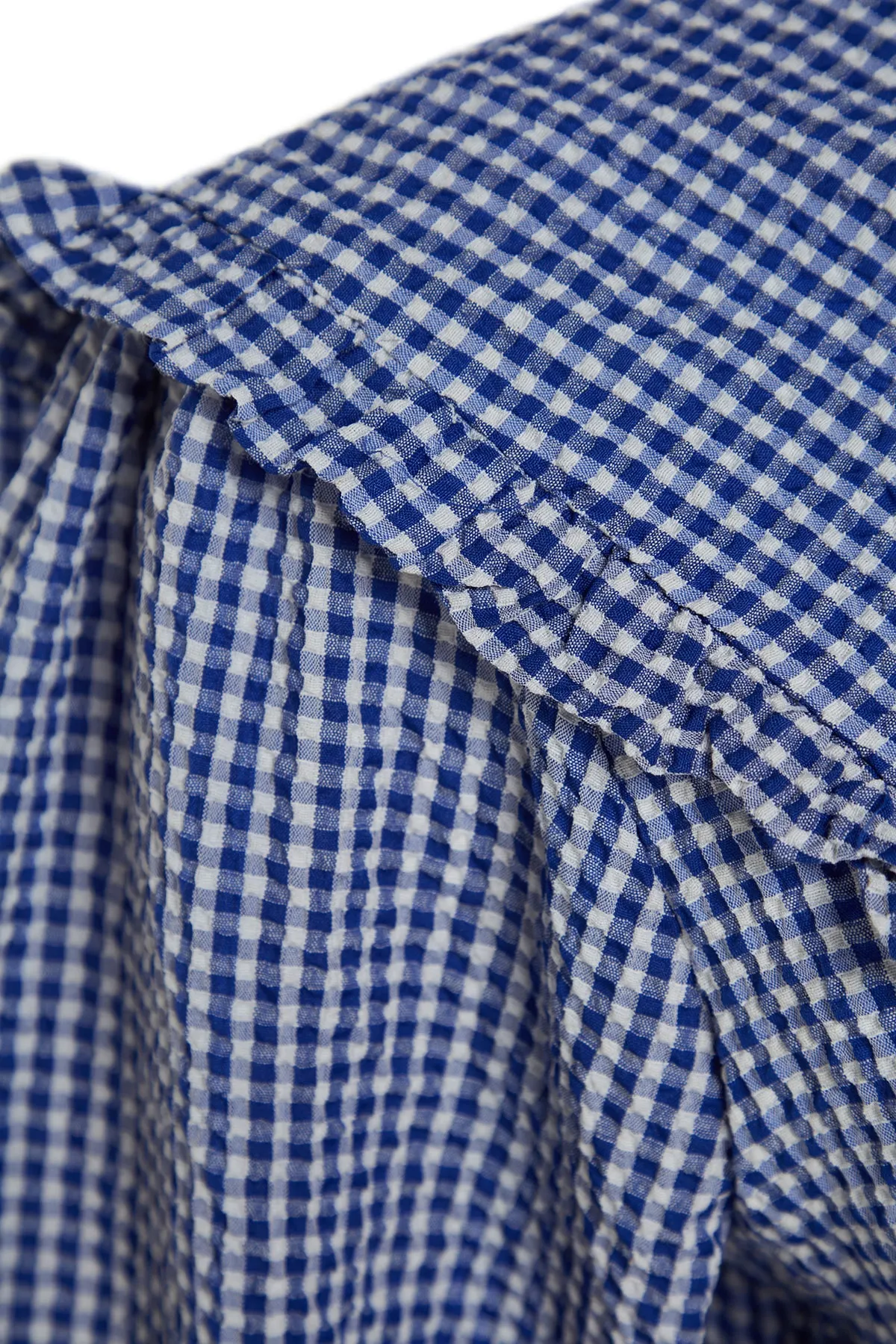 Trendyol Modest  Blaue, gewebte Tunika mit Gingham-Muster und Babykragen TCTSS23UK00065