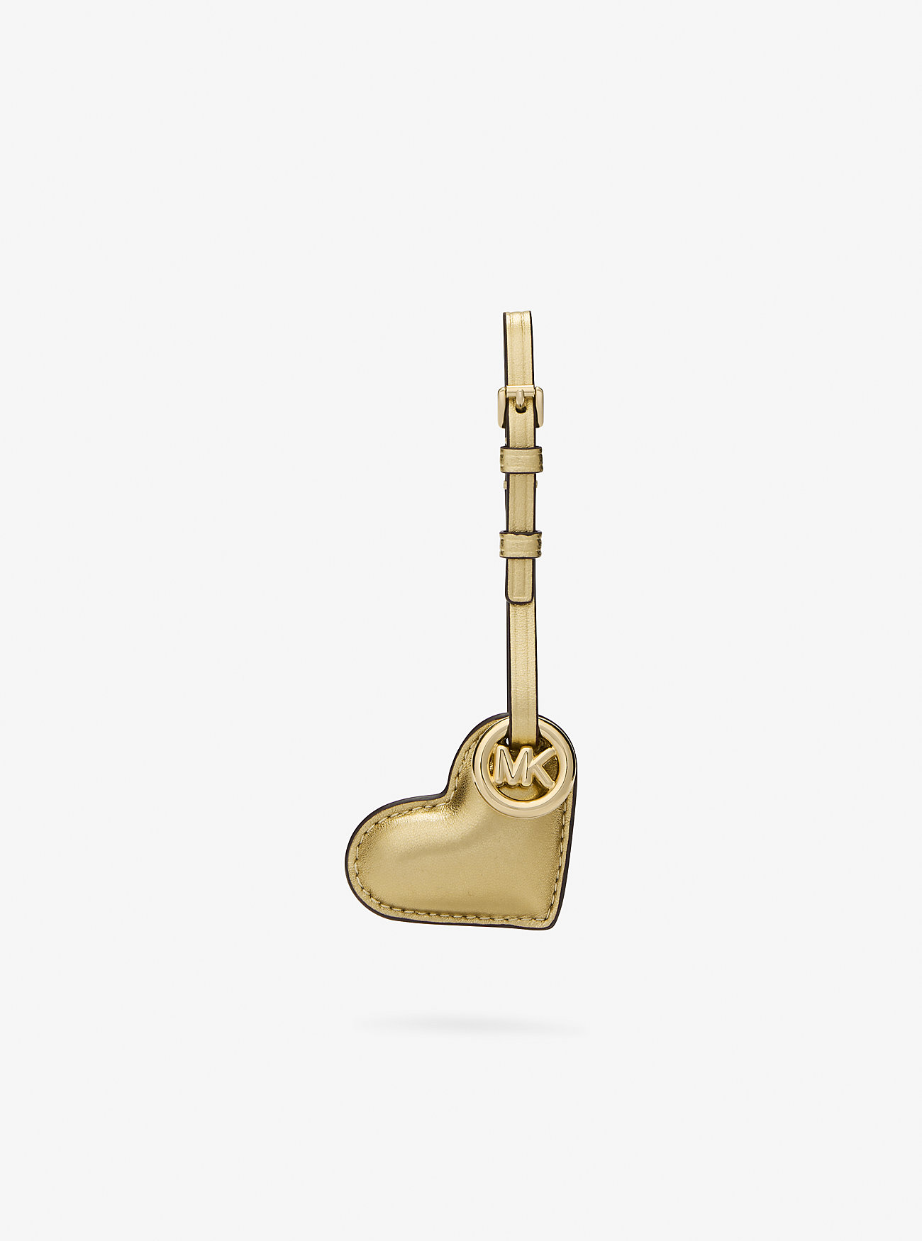 Metallisk Puffy Heart Leather Bag Charm - BLEKEGYLL