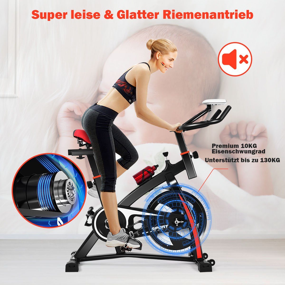 COSTWAY Heimtrainer Indoor Fahrradtrainer, einstellbar