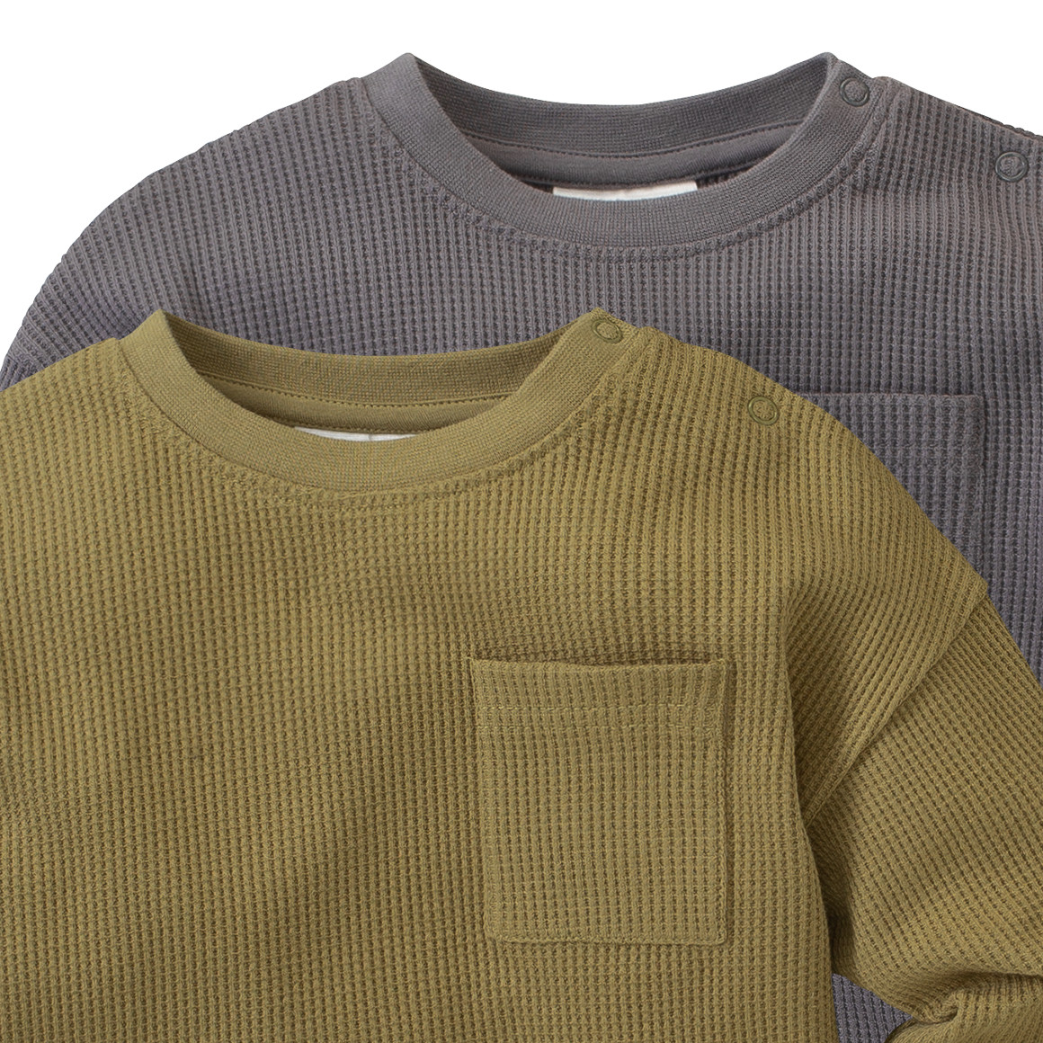 2 Baby Langarmshirts aus Waffel-Piqué