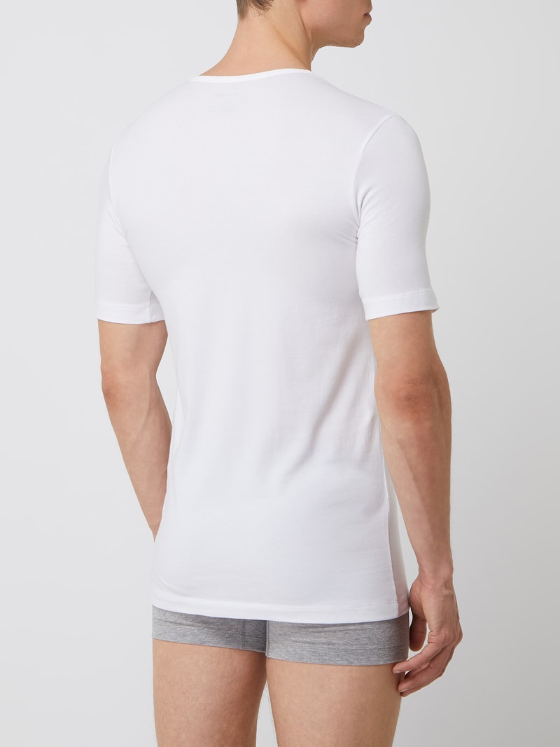 T-Shirt mit Stretch-Anteil im 2er-Pack in weiß