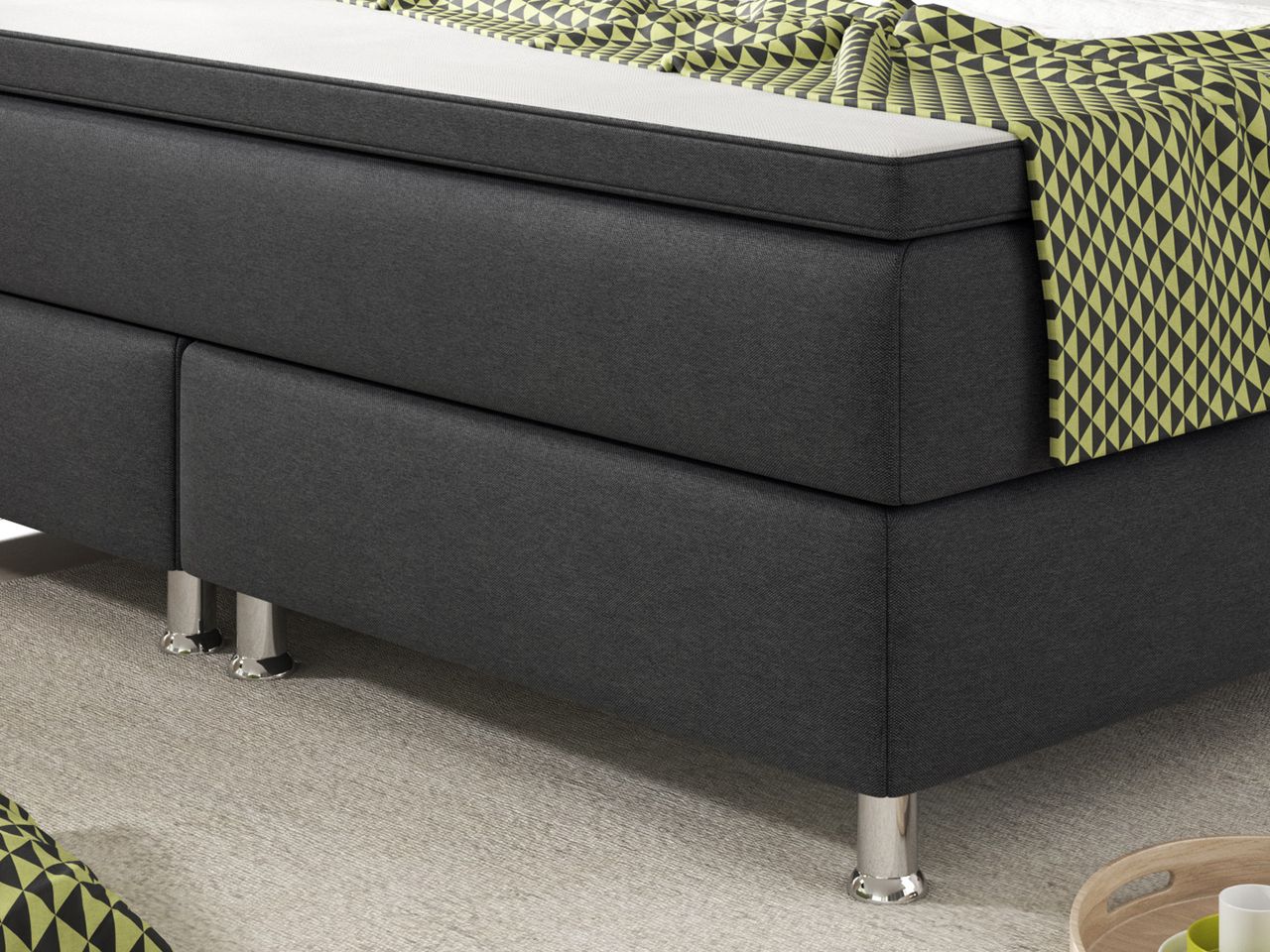 IHG Boxspringbett Köln 180x200 Webstoff Anthrazit