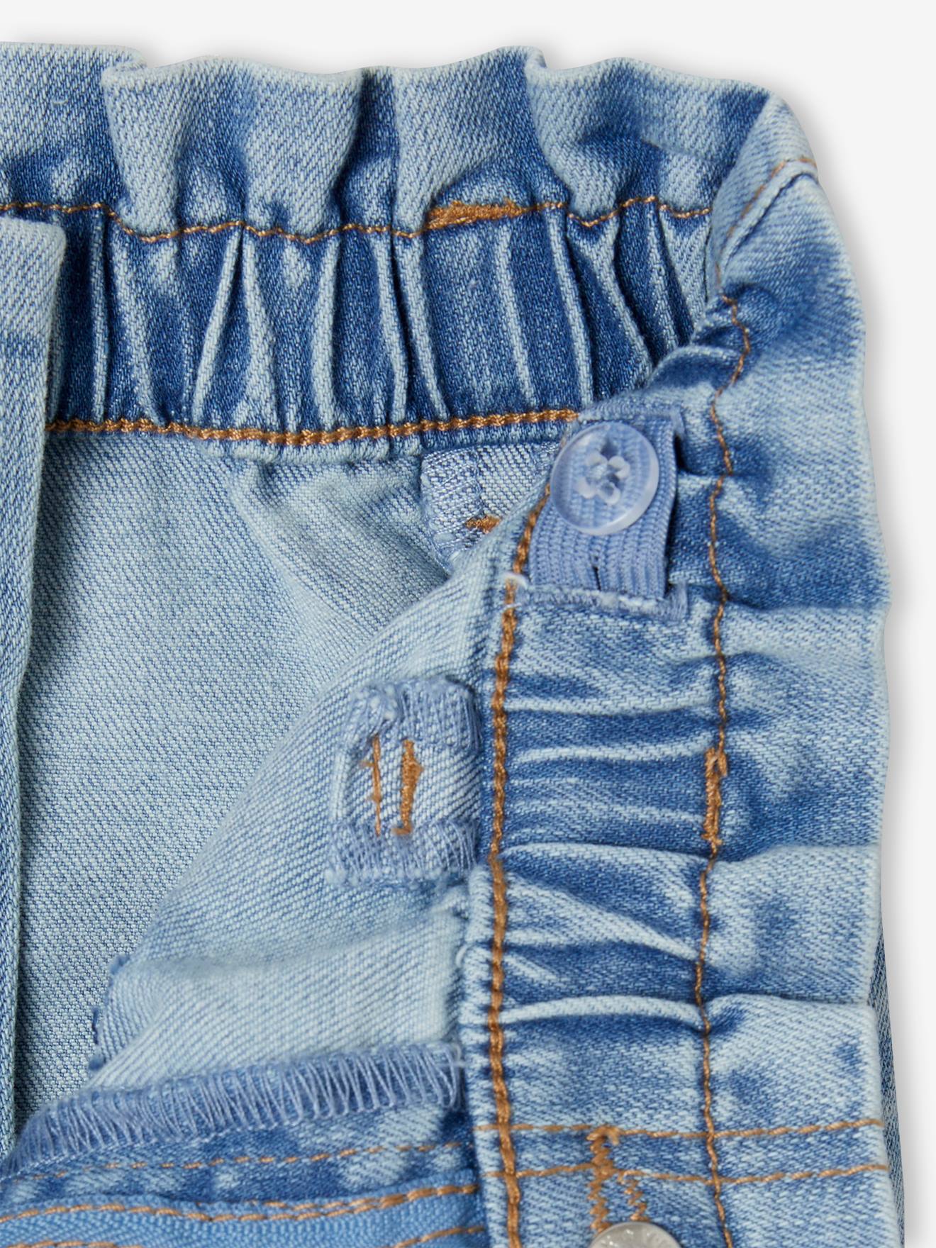 Vertbaudet Die UNVERWÜSTLICHE, robuste Mädchen Paperbag-Jeans - double stone
