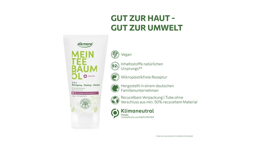 alkmene Mein Teebaumöl 3in1 Reinigung-Peeling-Maske 150 ml