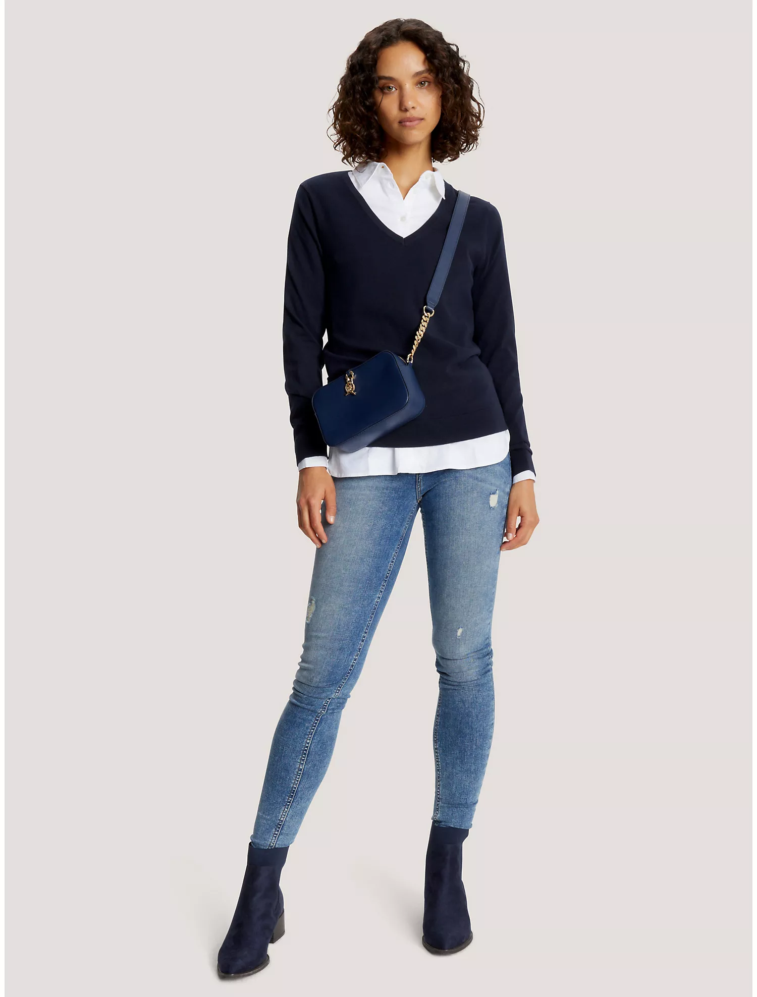 Solid V-Neck Sweater