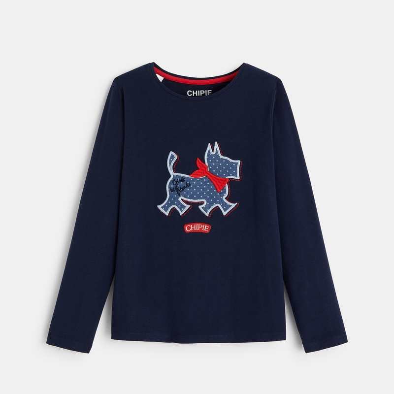 T-shirt scottish brodé Chipie bleu fille