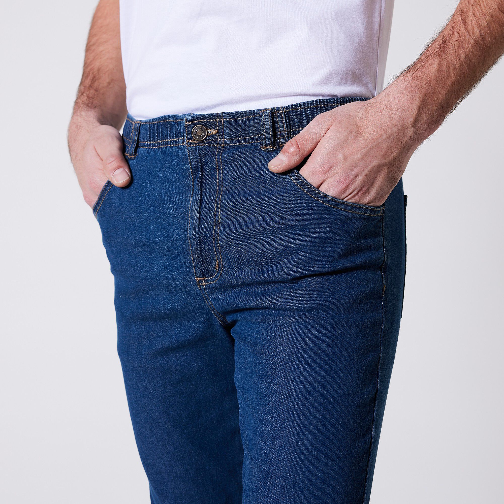 Jean droit taille élastiquée